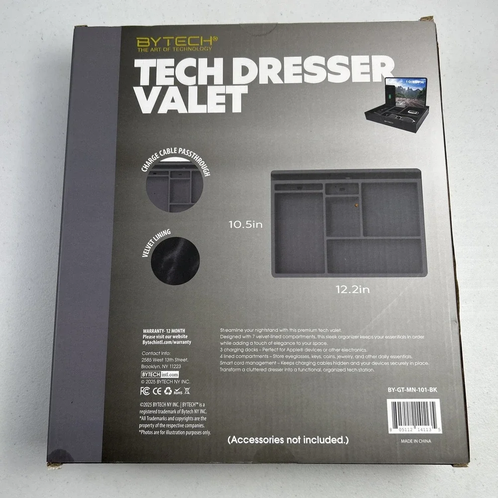 Tech Dresser Valet Charging Station And Caddy Velvet Lined NEW Unopened